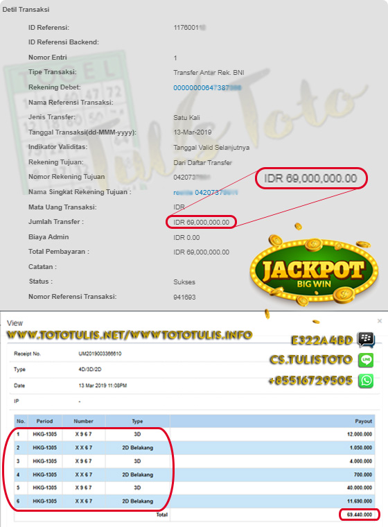 JACKPOT TOGEL 3D & 2D HONGKONG JP 100% LANGSUNG DI BAYARKAN !!