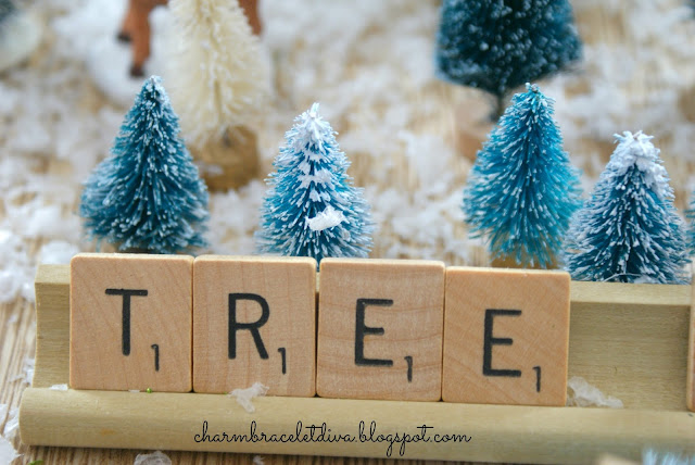 Vintage Scrabble game tiles spelling "Tree" t.r.e.e. Tree Farm