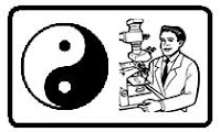 image of scientist looking at yin yang symbol