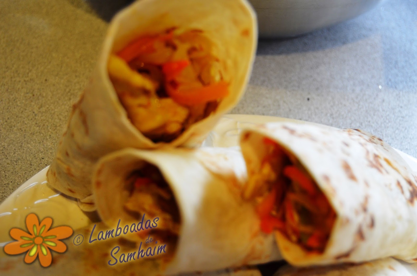 Lamboadas de Samhaim Fajitas de pollo con pimiento