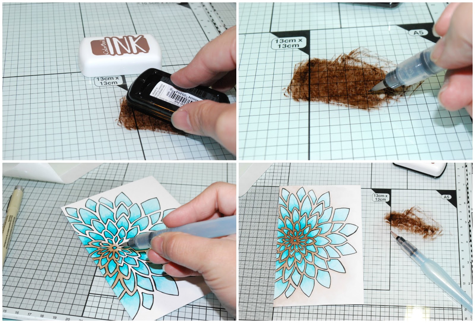 Up On Tippy Toes Create This Dramatic Background Using a Stencil & Ink Pads