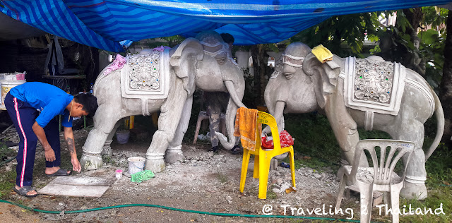 Casting elephants at the Wat Ming Muang in Chiang Rai, Thailand Casting elephants at the Wat Ming Muang in Chiang Rai, Thailand