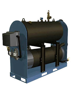 Cutaway view of hydronic boiler