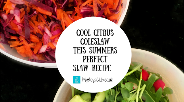 Cool Citrus Coleslaw - with Red cabbage, carrot and red onion - this Summer's Perfect Slaw Recipe