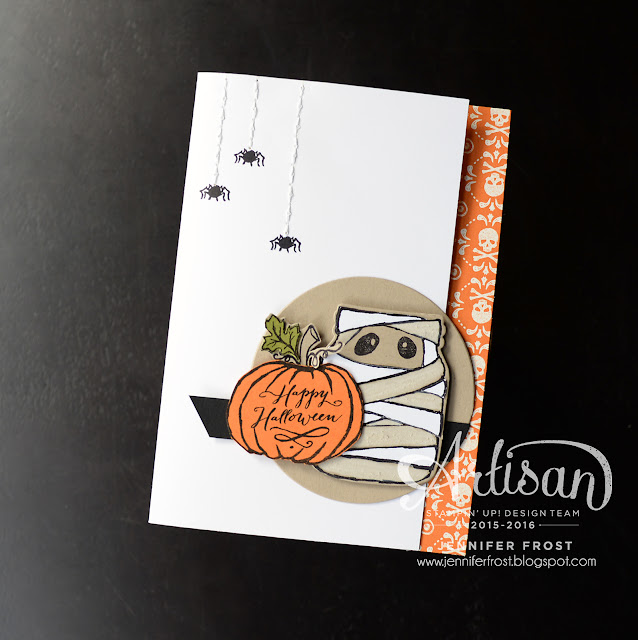 #TGIFc76, Color Challenge, Halloween Card, Jar of Haunts, Witches Brew Designer Series Paper, Stampin' Up!, Papercraft by Jennifer Frost