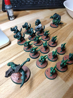 Don\'t worry if you can\'t make out the detail - just click on the image Start of basing on the lizards