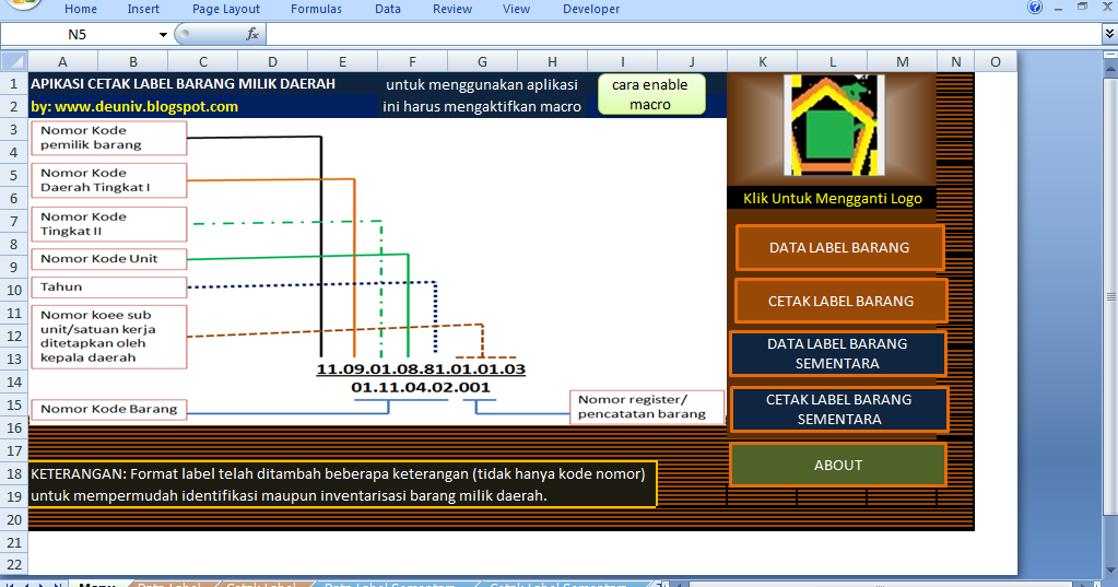 APLIKASI CETAK LABEL BARANG INVENTARIS MILIK DAERAH FORMAT