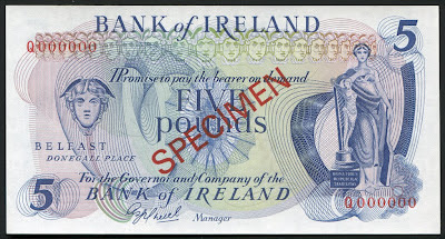 5 Pounds Sterling note issued Bank of Ireland