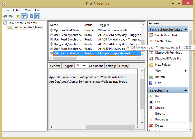 Scheduled task that validate installation Schedule -to remove pop-ups generating adware Scheduled task that validate installation Schedule -to remove pop-ups generating adware