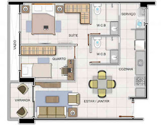 Imagem dos paratamentos de terminação 1 e 6. São ótimos estes apartamentos de 2 quartos com suíte Res. Las Brisas