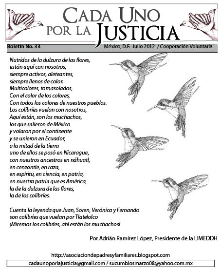 BOLETÍN CADA UNO POR LA JUSTICIA NO. 33/ JULIO 2012