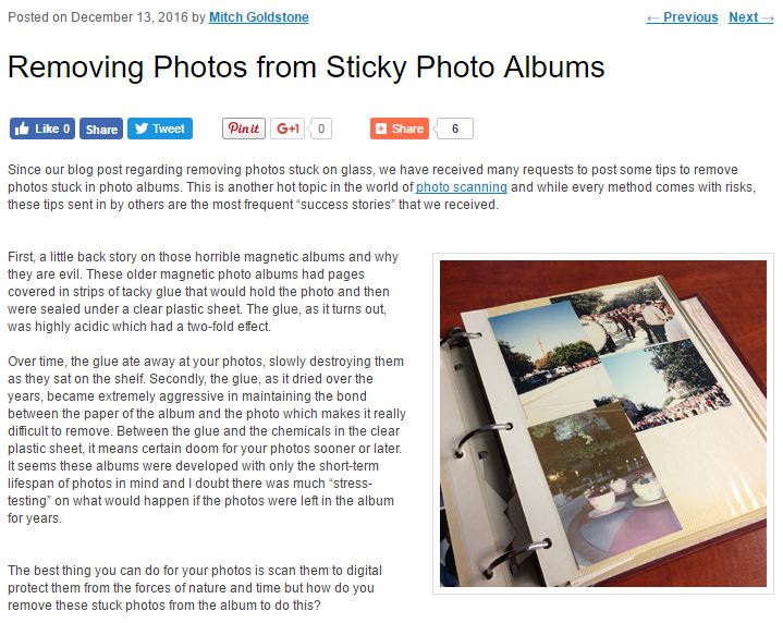 UpFront with NGS: Let's Get Unstuck! Time to Remove Photos From Sticky  Album Pages