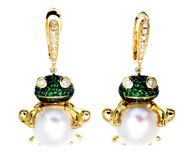 Gemstone Frog Earrings