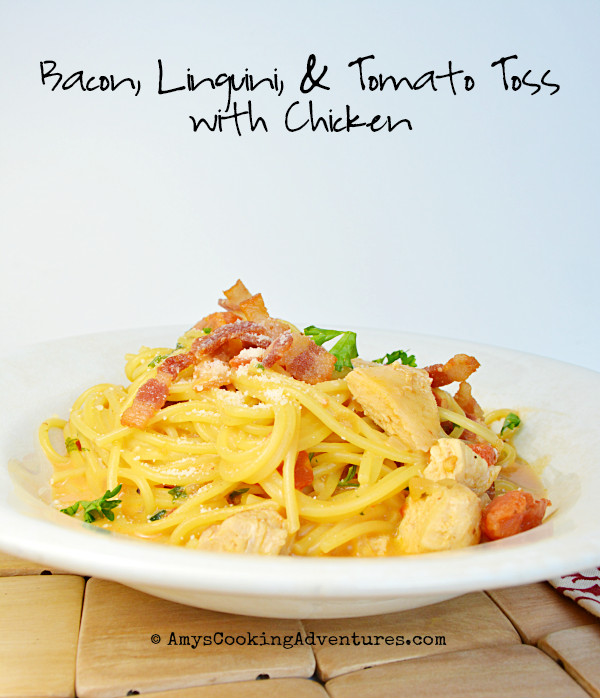 Bacon, Linguini, & Tomato Toss with Chicken