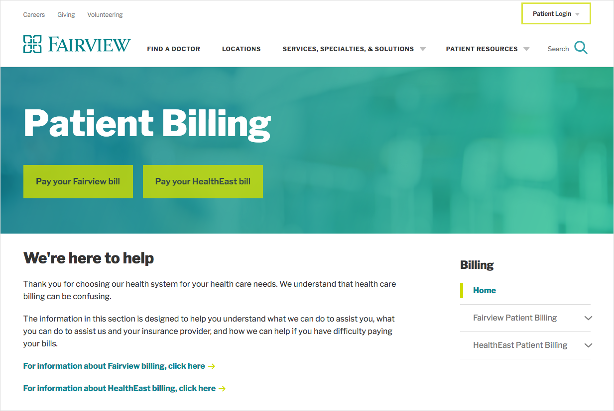 Fairview makes it easy for patients to get to billing information quickly
