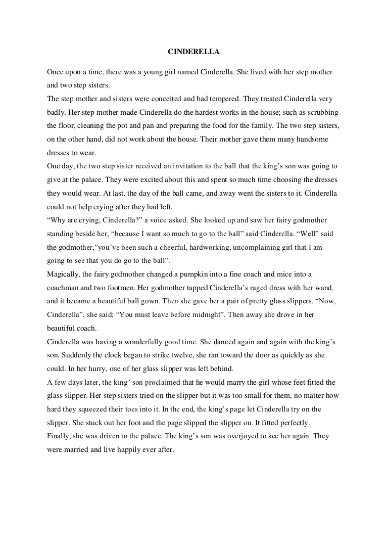 Cerita Pendek Cinderella Dalam Bahasa Inggris Dan Artinya