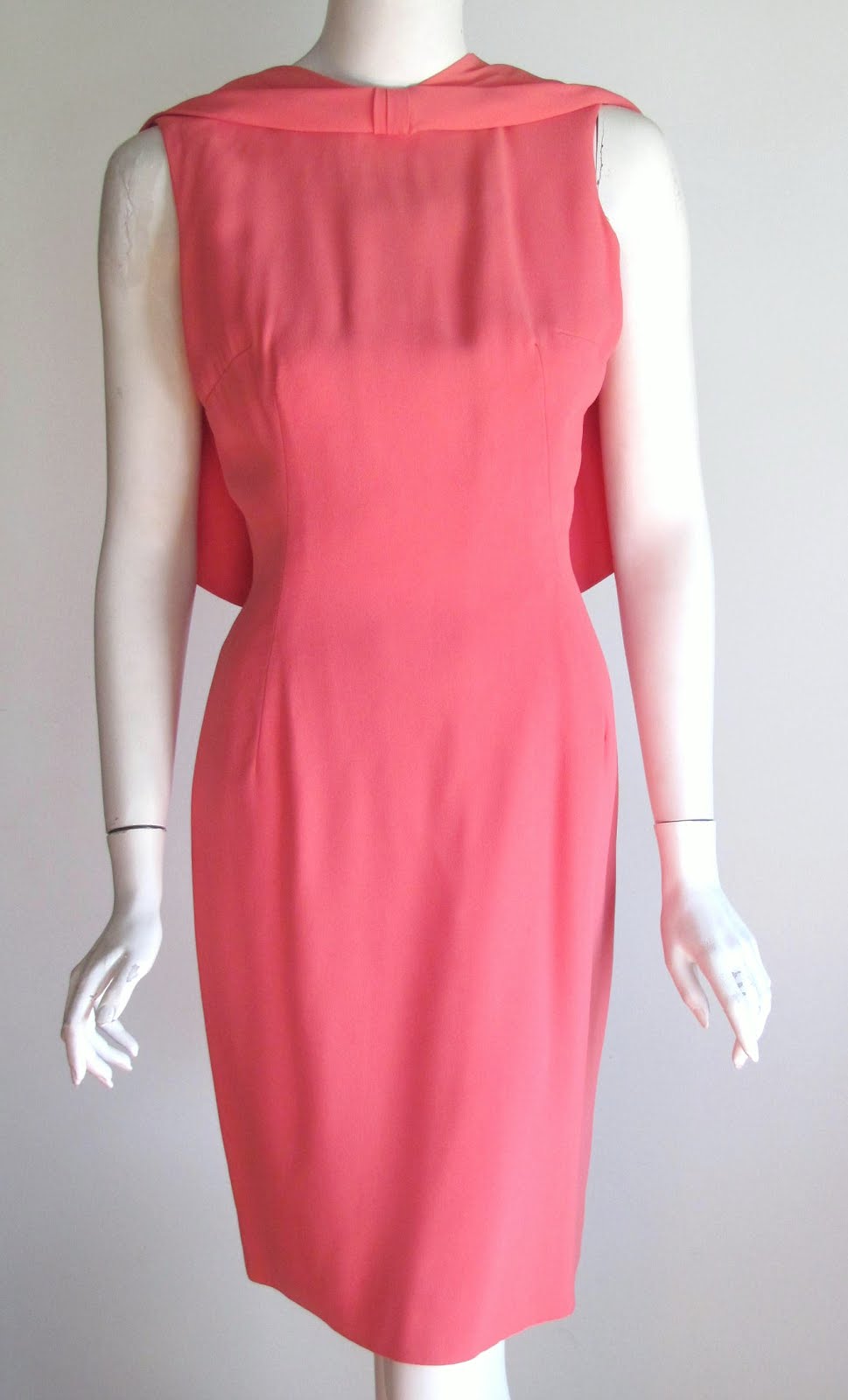 Pintucks: A Closer Look: 1960's Sheath Dress with Cape Drape