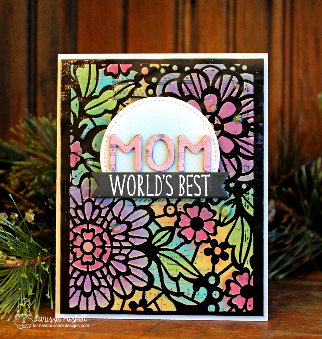 Stenciled Lace World's Best Mom Card by Larissa Heskett | Essential Alphabet Die Set & NEW Floral Lace Stencil by Newton's Nook Designs #newtonsnook #handmade