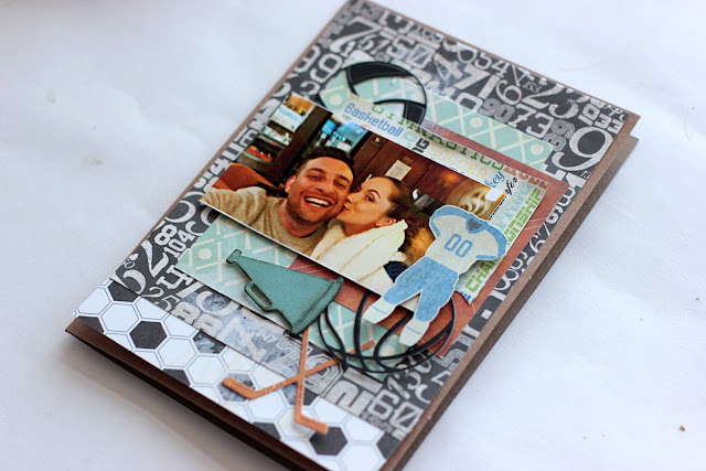 Birthday Card Layout by Elena Olinevich using BoBunny Game On! collection Birthday Card Layout by Elena Olinevich using BoBunny Game On! collection