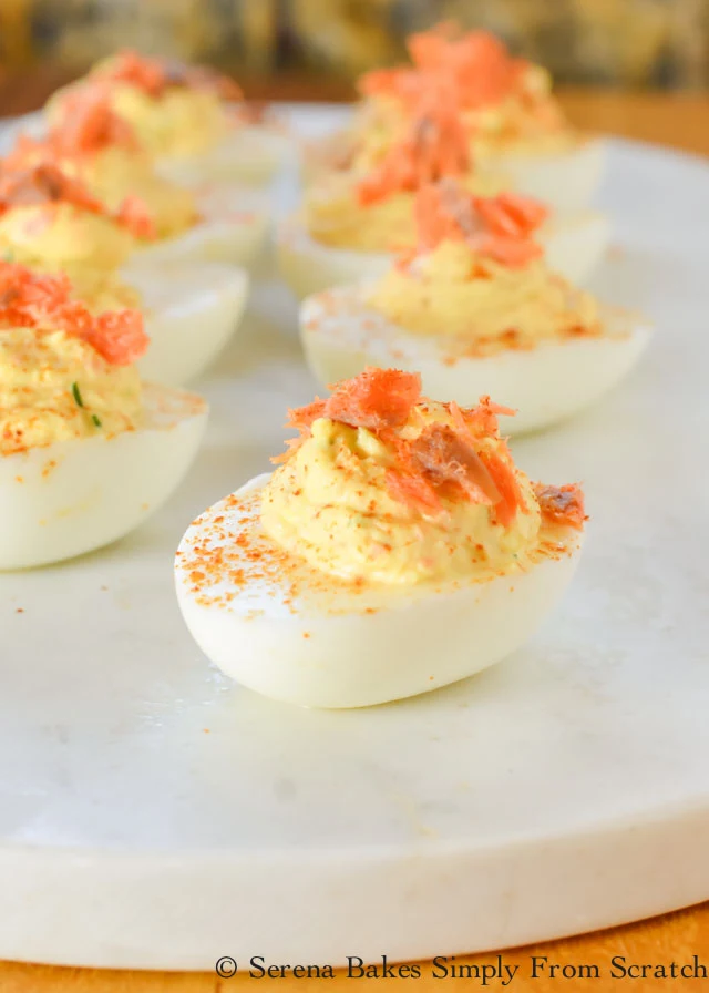 Smoked Salmon Deviled Eggs are a favorite twist on the classic deviled eggs from Serena Bakes Simply From Scratch.