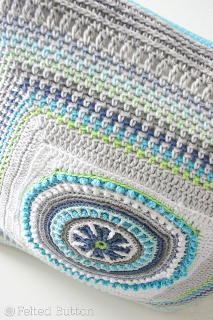Taking Shape Pillow Set Crochet Pattern -- Mandala Pillow by Susan Carlson of Felted Button