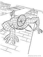 Gambar Mewarnai Spiderman Merayap Di dinding Gedung