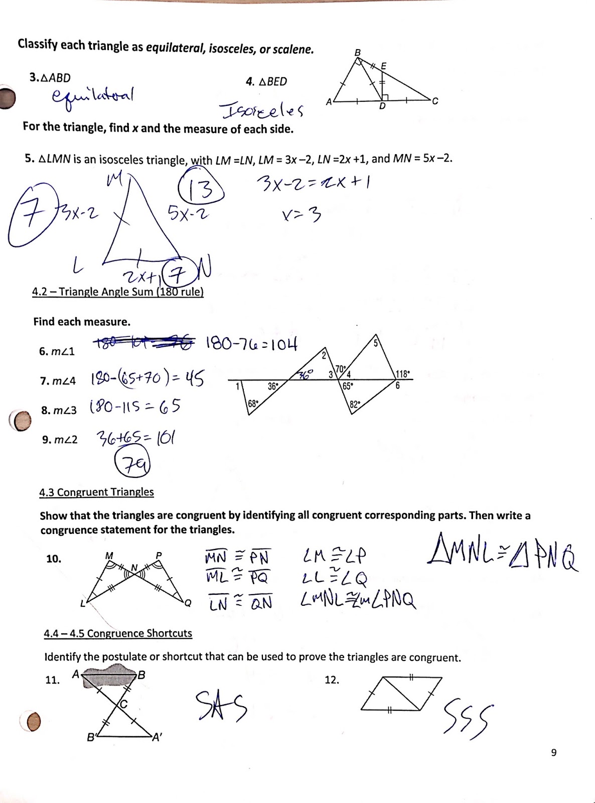 lesson 1.5 assignment geometry answers