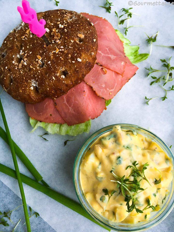 Gourmettatze: ~Pastrami-Sandwich mit Eier-Spargel-Salat~