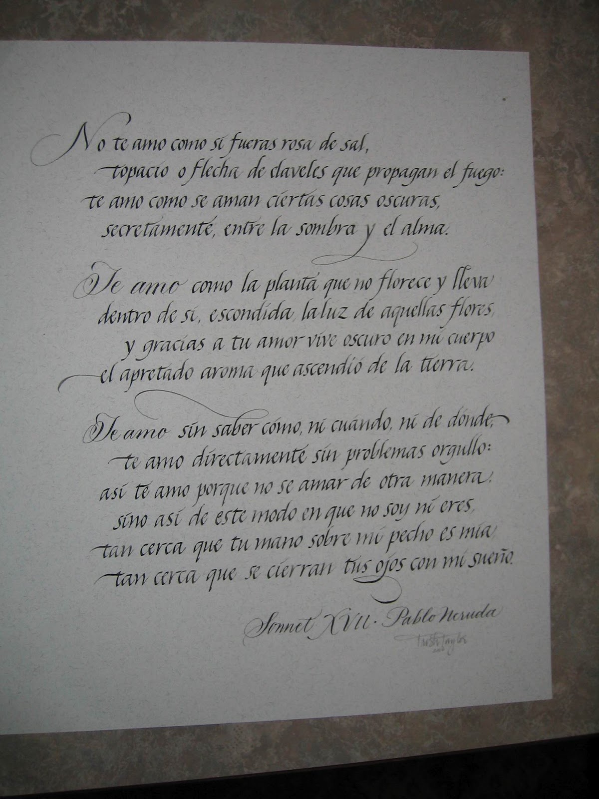 Trish Taylor Calligraphy XVII Pablo Neruda (2006)