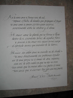Trish Taylor Calligraphy: Sonnet XVII Pablo Neruda (2006)