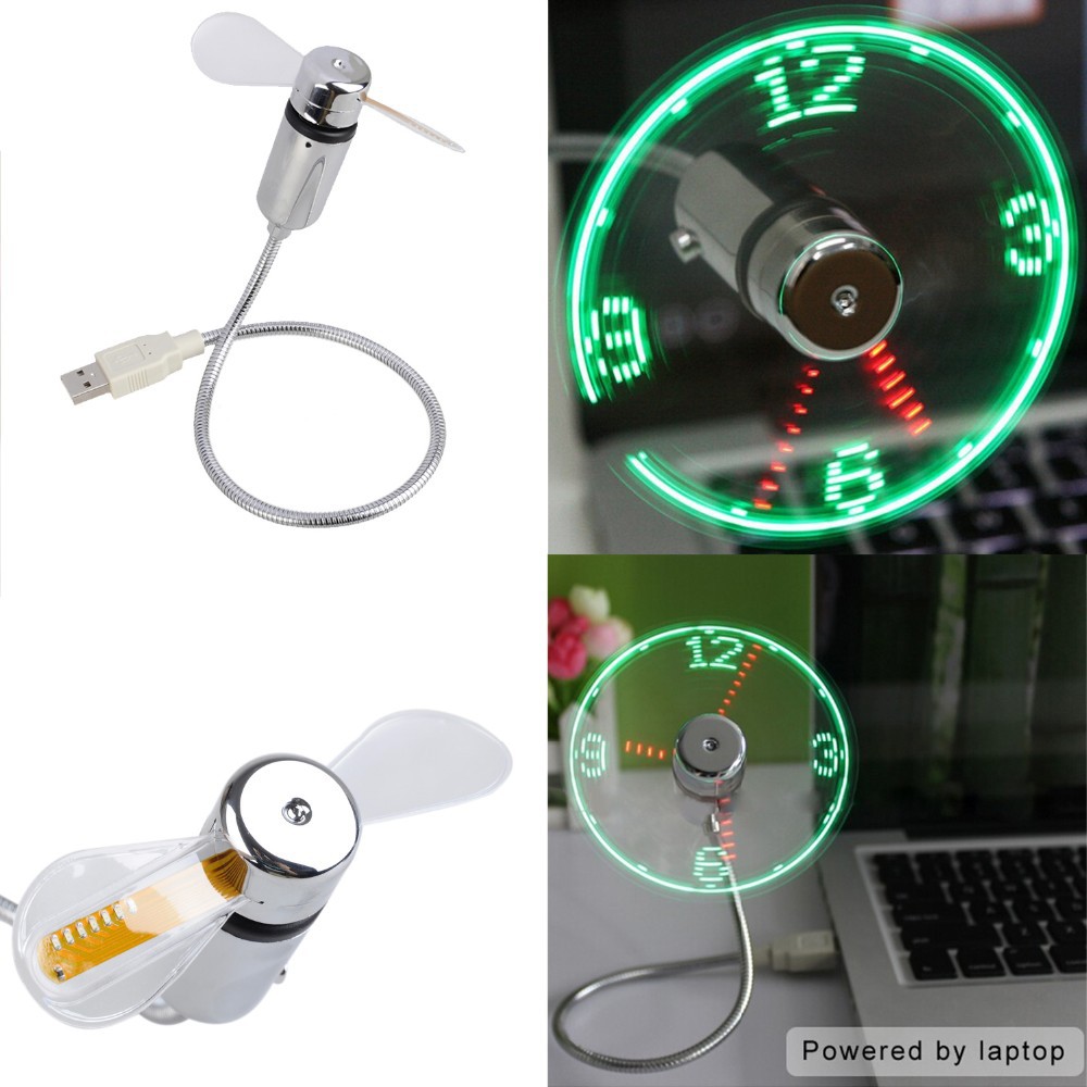 USB Mini Flexible Time Clock Fan with LED Light Soufian Hosar