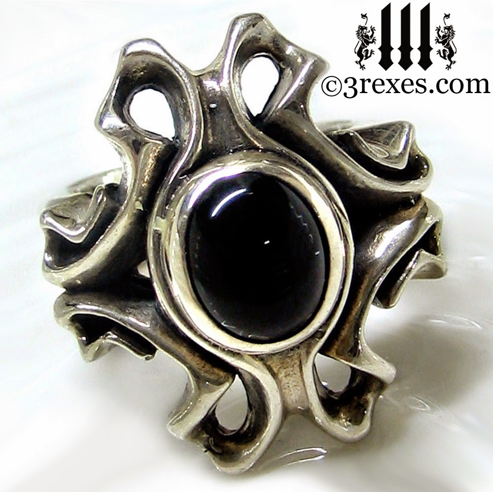 The Empress Vampire Silver wedding Ring gothic black onyx