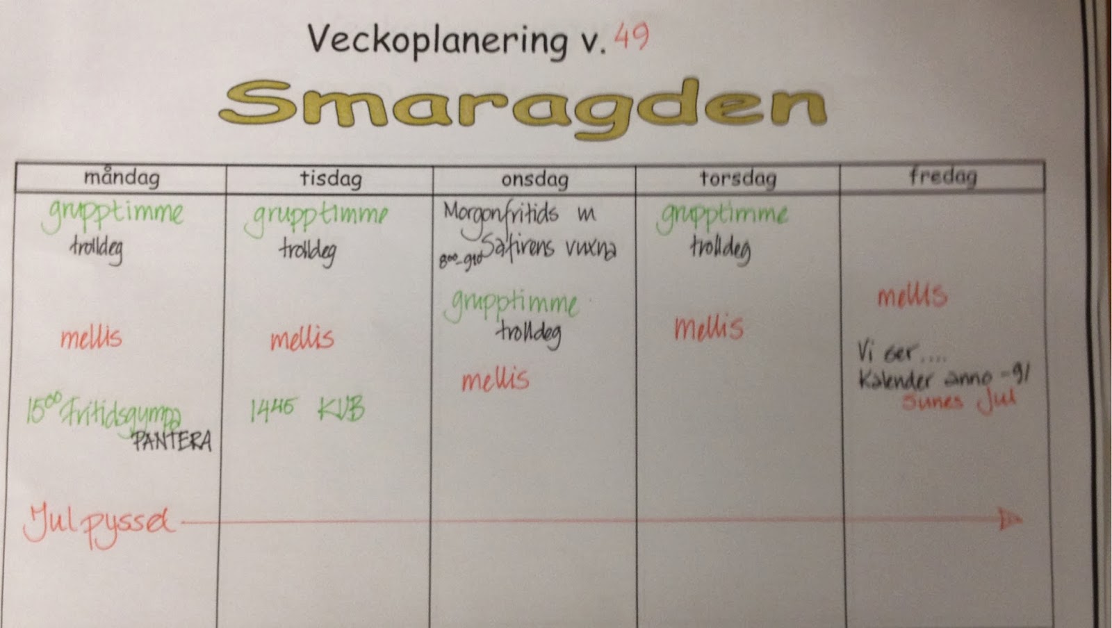 Smaragden06 Veckoplanering vecka 49