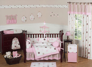 white room model small mirror beside windows transparent curtain hanging  lamp pink fury carpet baby nursery girl modern