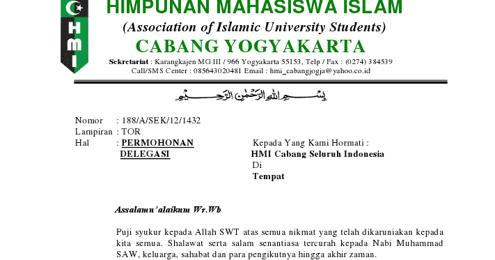 Contoh Surat Himpunan Mahasiswa Islam Carla Spa