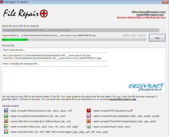 File Repair 2.1 - Phần mềm chỉnh sửa file bị lỗi