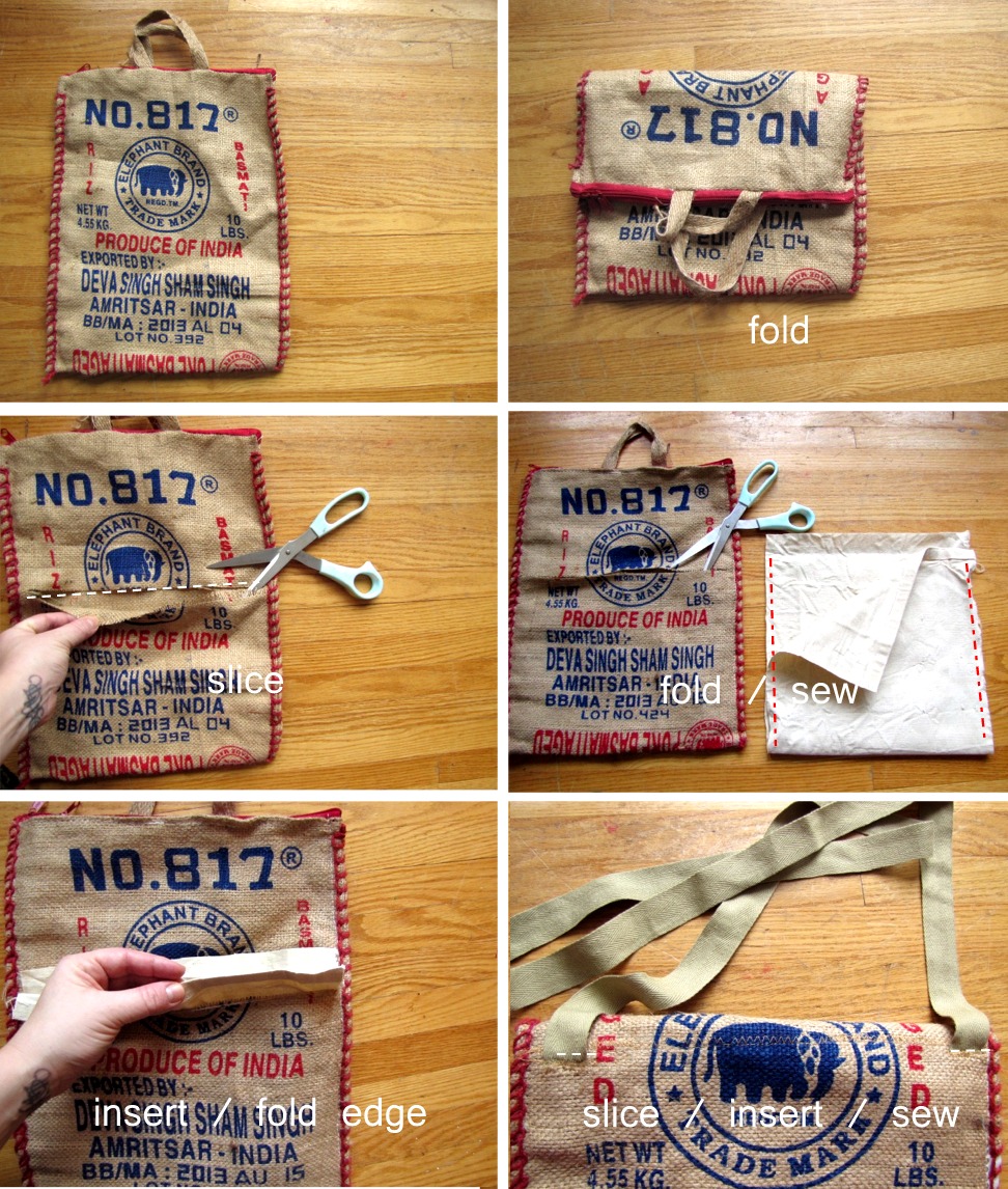 Needle and Nest Design: D.I.Y: upcycled rice bag ~ haversack.