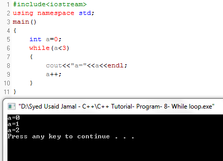 Developers Society: C++ Tutorial- Program- 8- While loop