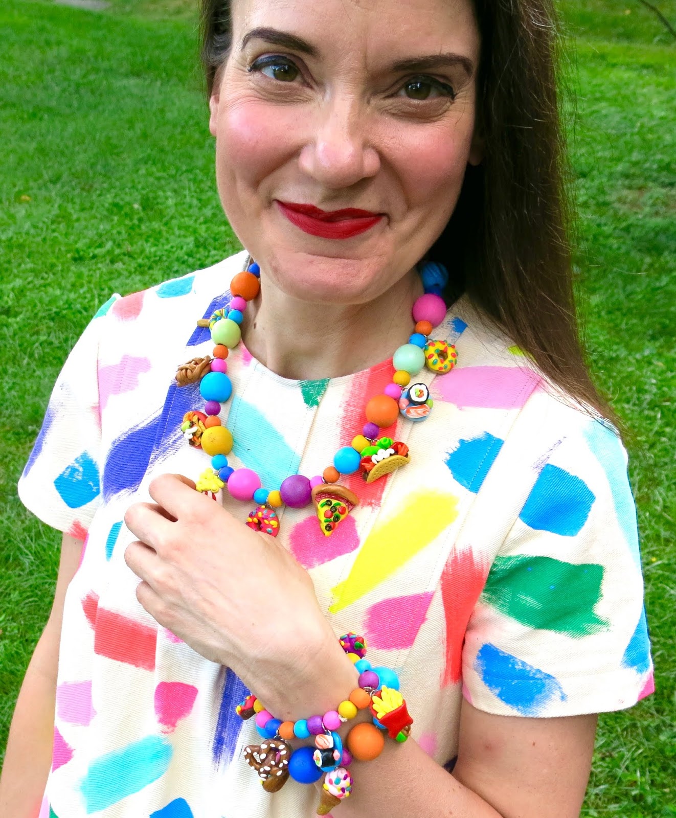 Cassie Stephens: DIY: Polymer Clay Snack Foods Necklace