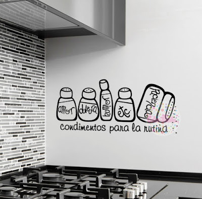 vinilo decorativo pared cocina condimentos para la rutina