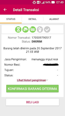 Status pengirimana : menunggu input resi. Status pengirimana : menunggu input resi.