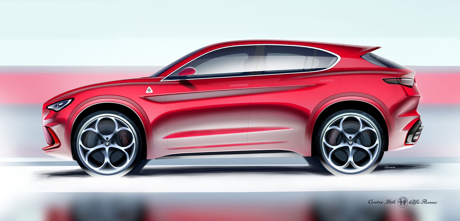Alfa Romeo Stelvio drawing signed by Carmelo Giannone