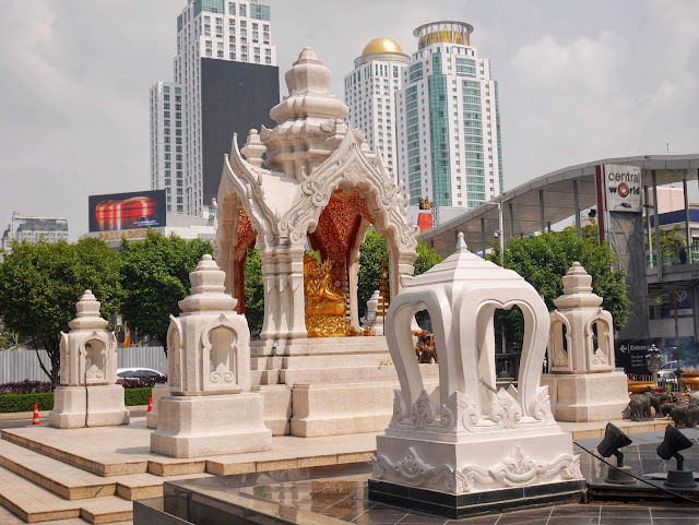 the Ganesha Shrine and buildings of downtown Bangkok