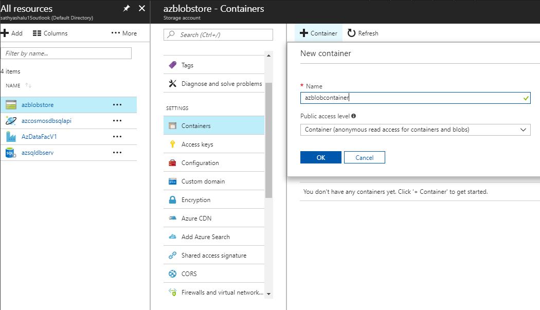 All about SQLServer Azure blob storage and container