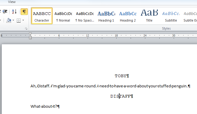 My Creative Stream: Microsoft Word script formatting