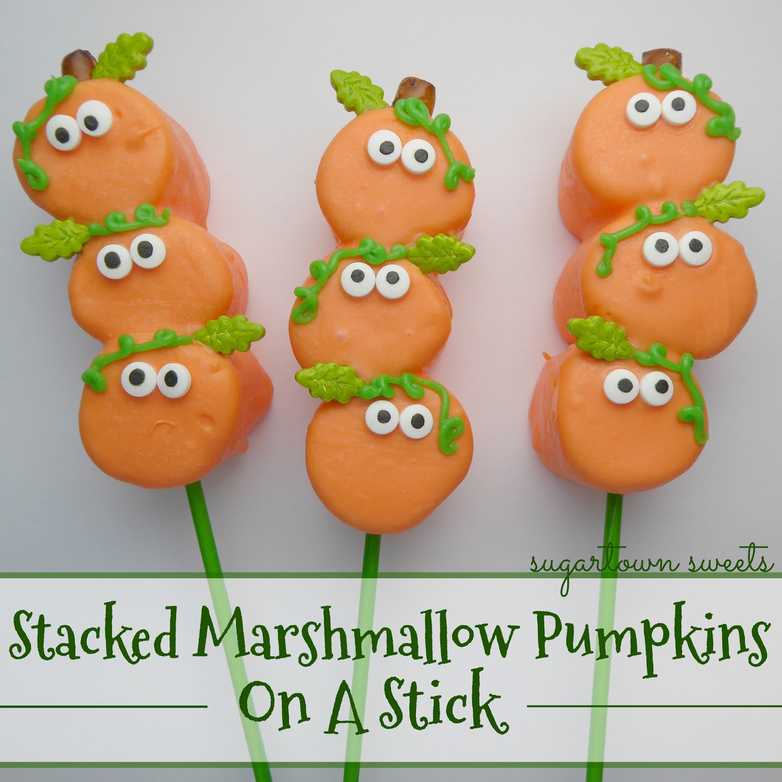 Sugartown Sweets Stacked Marshmallow Pumpkins On A Stick