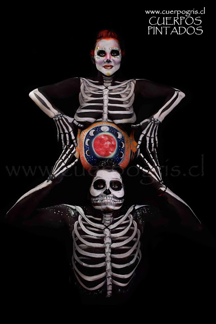 cuerpos pintados embarazada luna calavera