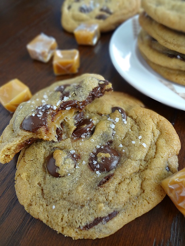 The Cooking Actress Salted Caramel Stuffed Chocolate Chip Cookies