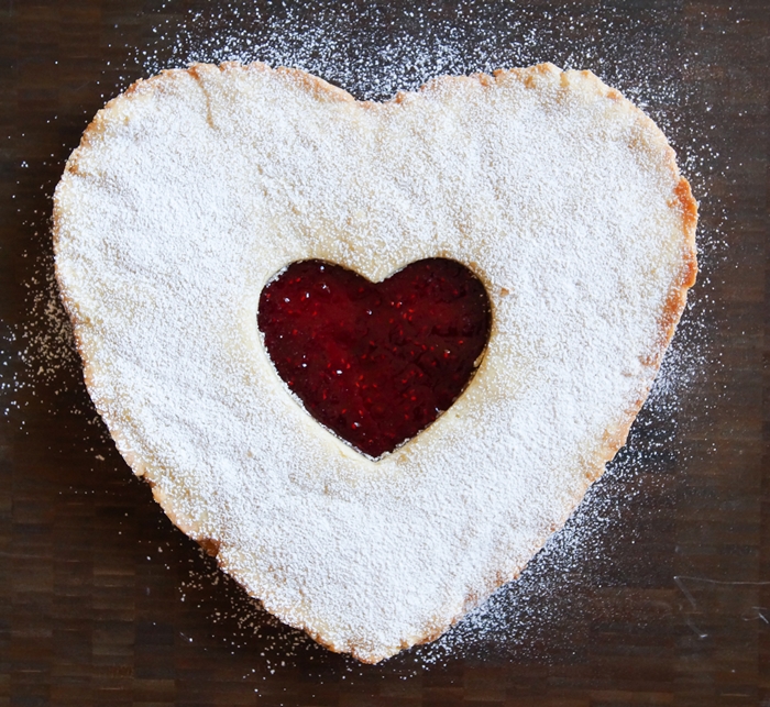 Giant Linzer Cookie! The cutest dessert for a family Valentine dinner!