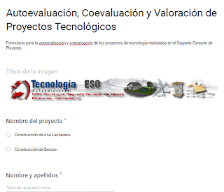 Acceder al formulario Autoevaluación y coevaluación de proyectos Educación